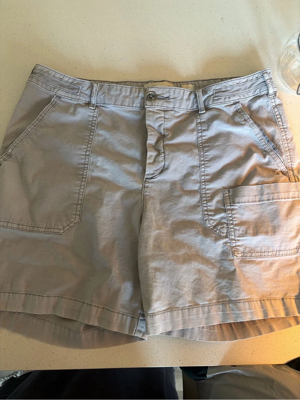 Women’s Light Gray Cargo Shorts with Utility Pockets